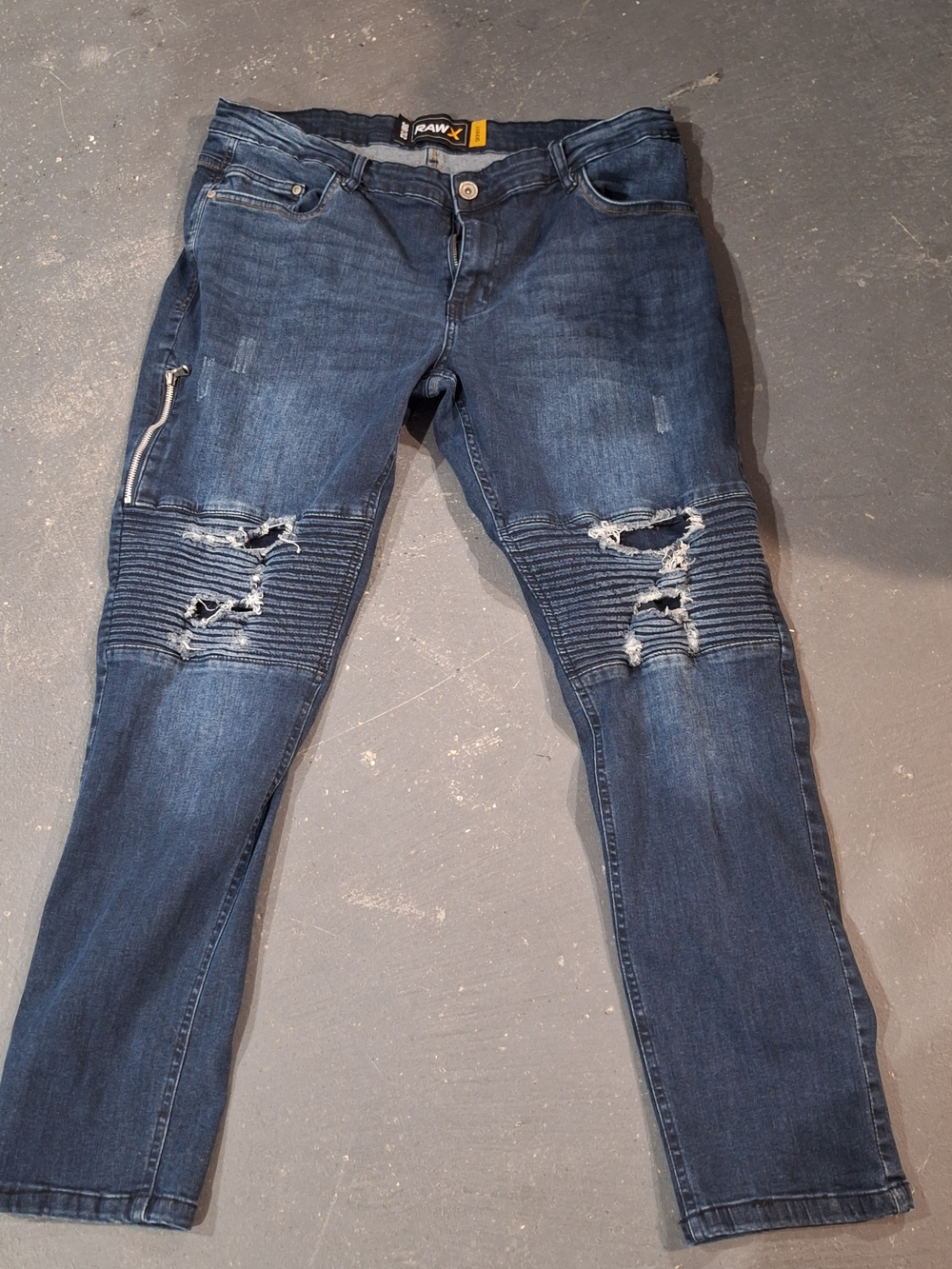 G-Star Raw Distressed Dark Blue Biker Jeans